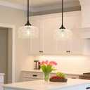 Black Vintage Pendant Lights Kitchen Island, Adjustable Height Kitchen Island Lighting, Bathroom Pendant Light with Clear Glass Shade- Dual Mount Ceiling & Hanging Fixtures with 90 Swivel for Decor