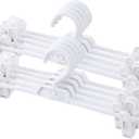 Pants Hangers, 10pcs Adjustable Clothes Hangers with Clips, Portable Drying Rack Travel Plastic Non-Slip Clothes Drying Hanger for Kids Or Adults Garments (White)