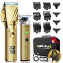 FADEKING® Professional Hair Clippers for Men - Cordless Hair Clippers (Clipper+Trimmer, Gold+Bronze)