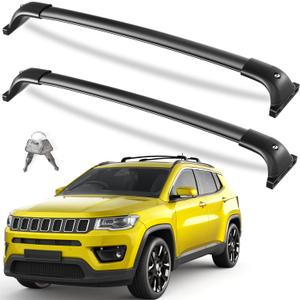 KINGGERI 260lbs Lockable Roof Racks Cross Bars Compatible with Jeep Compass 2018-2025, All Aluminum Heavy Duty Crossbars Rooftop Cargo Basket Luggage Kayak Canoe Snowboard Bike SUV Accessories