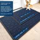 OLANLY Front Door Mat Outside Entrance 47x23, Absorbent, Heavy Duty Sturdy Natural Rubber Doormat Indoor Outdoor, Non-Slip, Stain and Fade Resistant, Low Profile Floor Mat for Entryway, Navy Blue