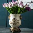 Ceramic Resin vase 16.9-inch ice Cracked Pattern Retro Antique Home Decoration Dining Table Living Room Kitchen Bedroom Bookshelf Office Coffee Table Dining Room Fireplace (Color 2)