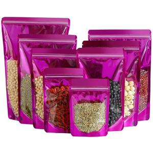 150 Pcs Mylar Bags for Food Storage, 5x8 Mylar Bag with Window Stand Up, Small Holographic Resealable Bags Smell Proof Bag Food Packaging for Small Business Freeze Dried Candy Jewelry Foil Packaging