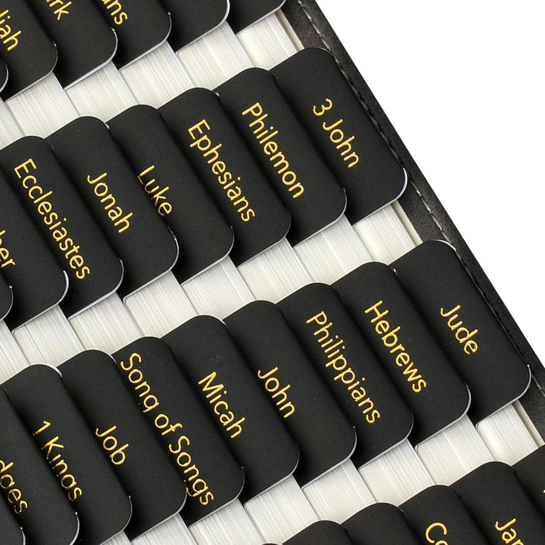Mr. Pen- Laminated Bible Tabs, 75 pcs, Black, Gold Foil Embossed Lettering, Easy-to-Read & Apply, Tear Resistant Index Tabs for Women and Men, Bible Tabs for Men, Prayer & Scripture Navigation