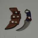 Handmade Damascus Steel Hunting Knife with Sheath | 7.5' EDC Fixed Blade Knives For Men and Women Demasticus Camping Survival Belt Knifes For Horizontal Carry with Blue Wood