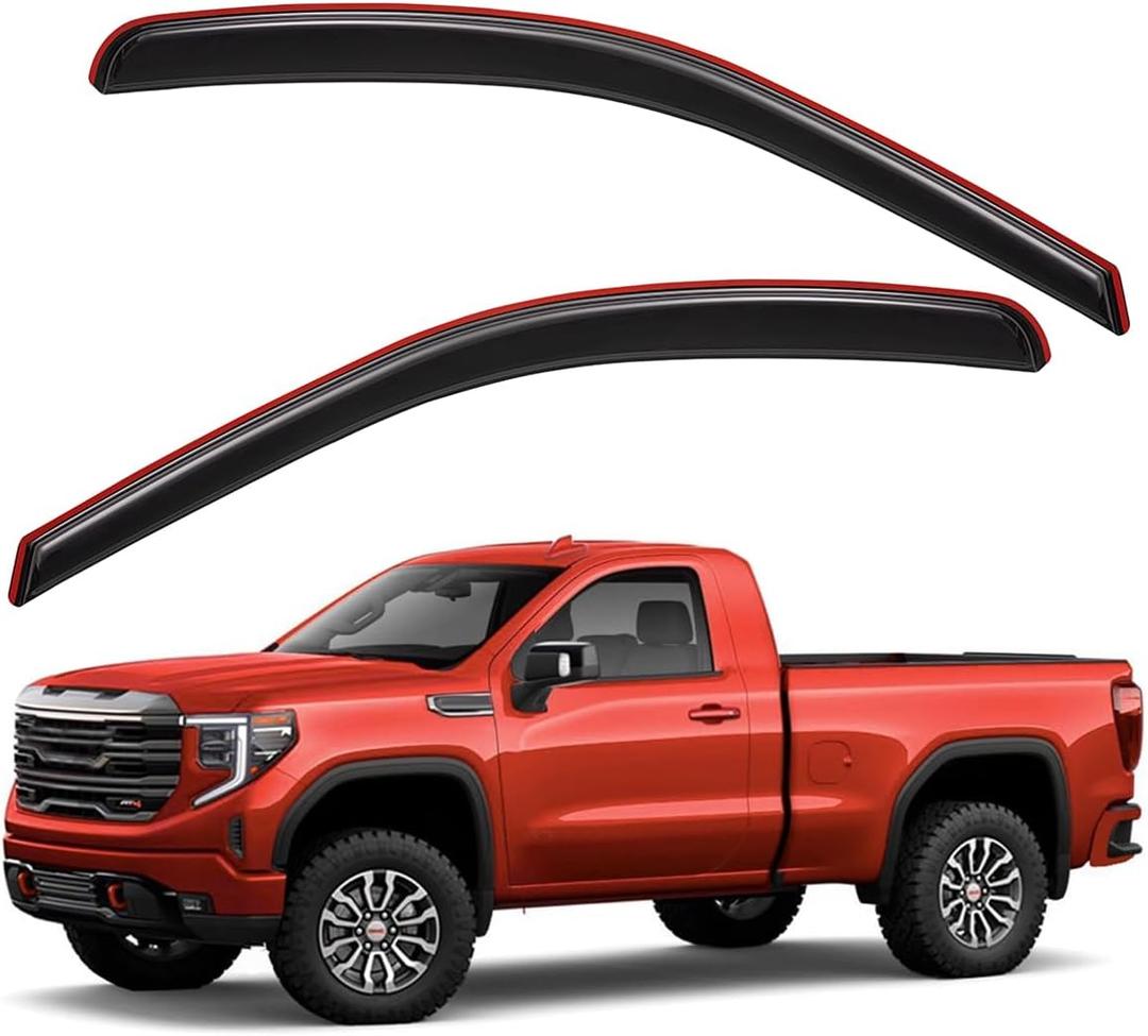 Lightronic Extra Durable in-Channel Auto Vent Window Visor, Fits 2019-2025 Chevrolet Silverado & GMC Sierra 1500, 2020-2025 Silverado/Sierra 2500 HD & 3500 HD, Regular Cab, UV Protect, Smoke, 2-Pcs