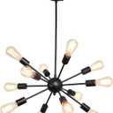 LIGHTDAMY Sputnik Chandeliers Black, Modern 12-Light Farmhouse Pendant Light Mid Century Lighting Vintage Industrial Ceiling Hanging for Living Dining Room, Bedroom, Kitchen Island, Foyer