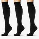 (3 pairs) Compression Socks 20-30 mmHg Long Knee High Socks for Women Men Support Athletic Travel Daily Wear Large/X-Large