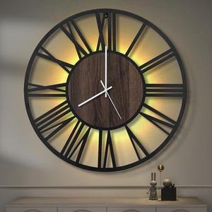 LEIKE Large Wall Clocks with Night Light Battery Operated, Silent Non Ticking, Rustic Modern Big Wood Clock for Living Room, Bedroom, Kitchen, Farmhouse, Office, Home Decor-24 Inch(Roman Numerals)