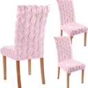 VitalCozy Pink Tree Chair Covers Set of 2 Valentine's Day Chair Back Covers Coquette Room Decor Cute Faux Fur Soft Seat Slipcovers for Nursery Dining Room Kitchen Wedding Party Decor