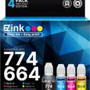E-Z Ink 774 664 Ink Refill Bottles Replacement for Epson 664 Ink Refill Bottles 774 T774 to use with ET-2650, ET-16500, ET-4500, ET-2550, ET-3600, ET-2600 (Black, Cyan, Magenta, Yellow, 4 Pack)
