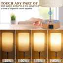 UNIFUN Bedside Lamps 2 Pack - 4 Way Dimmable Touch Nightstand Lamp with USB & Type-C Charging Port, Small Wood Base with Round Linen Fabric Shade for Bedroom, Living Room