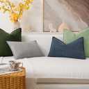 Kevin Textile Spring Waterproof Decorative Pillow Covers Sage Green 20x20 Inch Pack of 2 Soft Boucle Textured Throw Pillowcases Elegant Accent Pillows for Couch Sofa Chair Bed Home Decor
