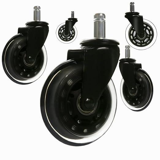 5PK Office Chair 3" Castors Wheels Replacement Rubber PU Chair casters