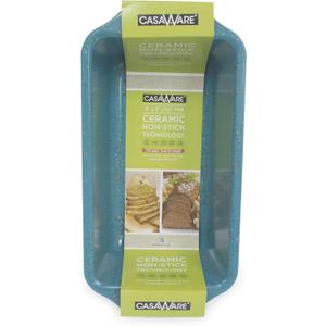 casaWare Loaf Pan 9 x 5-Inch Ceramic Coated Non-Stick, Blue Granite, standard (Blue Granite)