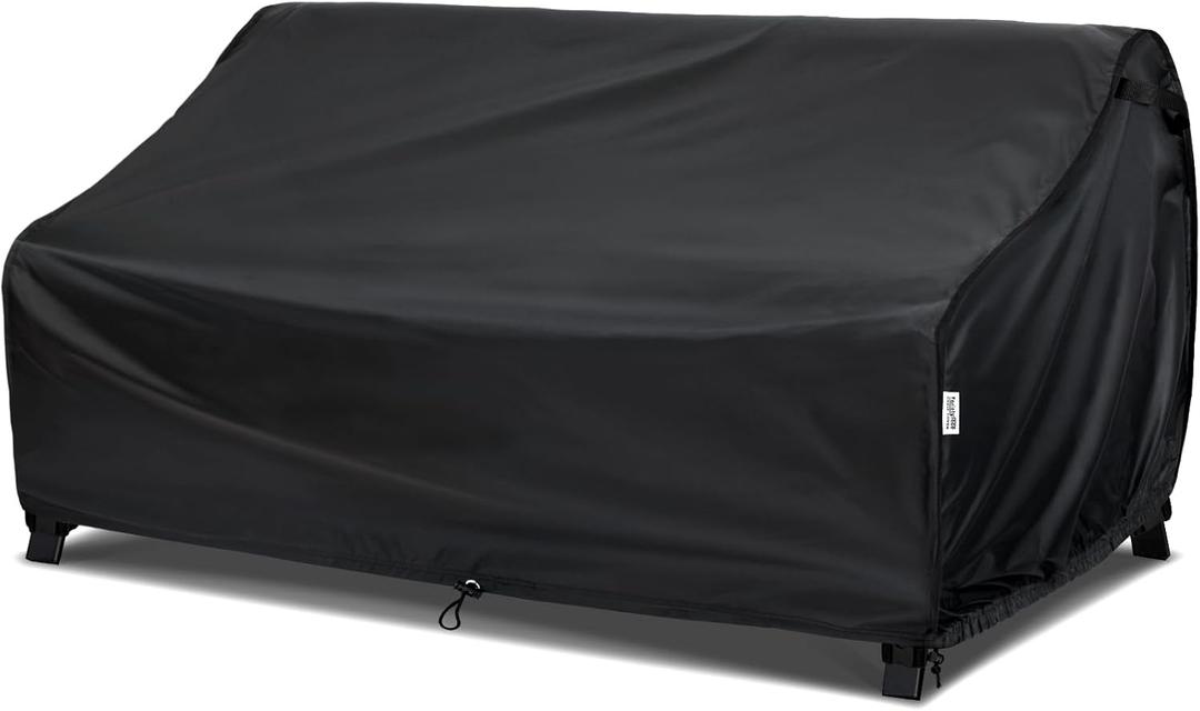 Waterproof 88W40D33H Outdoor Sofa Cover - Heavy-Duty 3-Seater Patio Bench Protector, Fits 86-88 Inch Furniture with Anti-Wind Straps & Air Vents, All-Weather Black