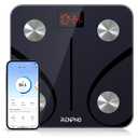 RENPHO Bluetooth Body Fat Scale, Digital Weight Scale Bathroom Smart Body Composition Analyzer Wireless BMI Compact Scale Health Monitor with Smartphone APP, 396 lbs (10.2"/260mm, Grey-Black)