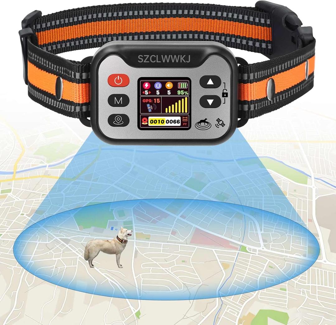 GPS Wireless Dog Fence System, Electric Fence for Dog, GPS Dog Collar, Radius 66-6561 ft, Waterproof Dog Perimeter Collar Wireless Fence, Outdoor Use (Color 1)