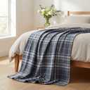 Horaldaily Spring Summer Flannel Blanket Throw, Buffalo Plaid Blue White Soft Fuzzy Plush Cozy Fleece Blankets for Couch Sofa Bed Lounging, Ideal Gifts for Kids Adults Self, 50x60