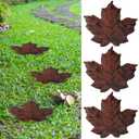 3 Pcs Maple Leaf Stepping Stone 12 Inch Iron Maple Shaped Foot Step Stone Figurine Decorative Portable Stepping Stone Statue for Garden Lawn Patio Yard Walkway Outdoor Indoor Decor, Brown