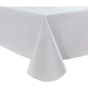 Pioggia Vinyl Tablecloth with Flannel Backing Rectangle Waterproof Oil-Proof Plastic Table Cloth Wipeable PVC Table Cover for Indoor and Outdoor (White, 60 x 84 Inch)