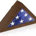 Flag Case for Small American Flag, Wooden 3’ x 5’ Flag Box Display Case with HD Plexiglass Glass (Not for Funeral Flag), Folded Triangle Flag Frames for Military Flag