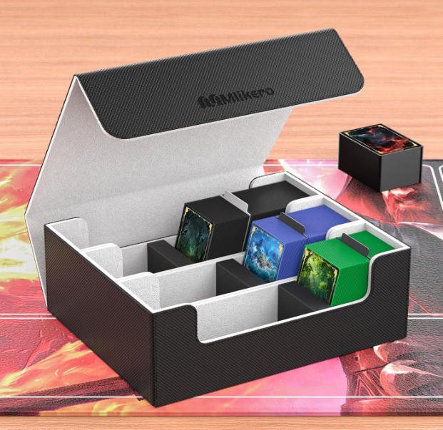 Mlikero Card Deck Case, Trading Card Storage Box for Magnetic Cards Holder and Hard Plastic Cards Protectors, Leather Magnetic Closure Deck Box Fit for MTG, TCG