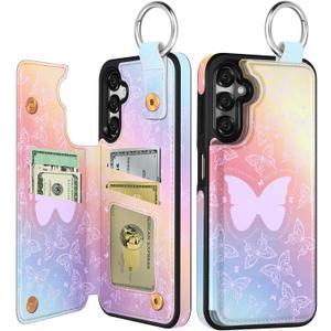 Shorogyt for Samsung Galaxy A15 5G Wallet Case with Card Holder, Designer PK Butterfies Pattern Kickstand Magnetic Clasp Back Flip Folio Leather Phone Cases for Galaxy A15 5G for Women Men Girls (Colorful Butterfly)