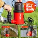 1HP 5000GPH Sump Pump - Clean/Dirty Water Portable Transfer Submersible Pump with Float Switch for Swimming Pool, Garden Pond, Basement with 10ft Power Cord,Remove Water Level Down to 0.2"