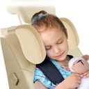 Car Headrest Pillow For Kids, Adjustable Head Neck Support Pillow, U- Shaped, Travel Sleeping Car Headrests, Only for Car Seat Headrest, Bag Hanger, Not for Fixed or Integrated headrests, (Beige)