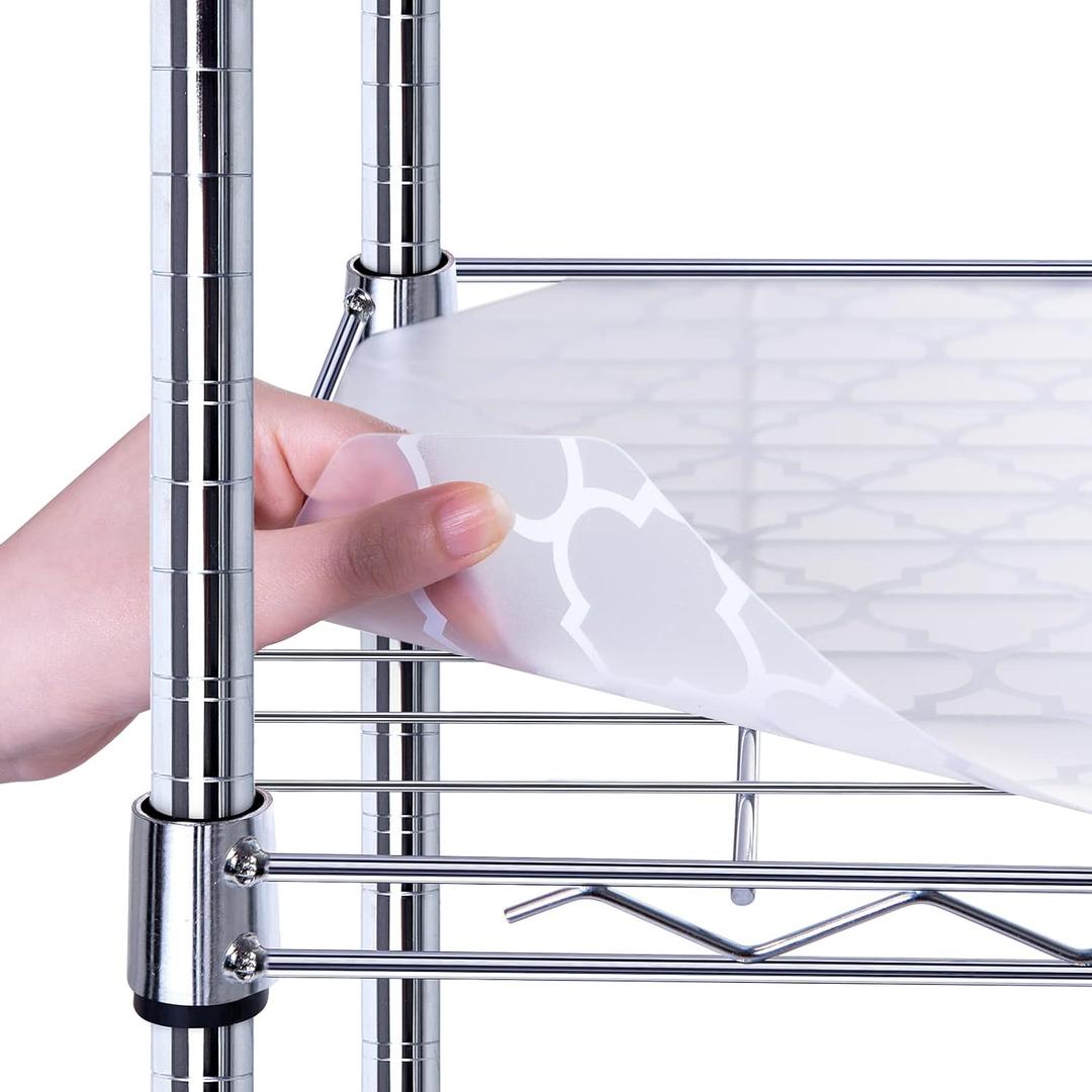 BRIAN & DANY Wire Shelf Liner 18" X 36", Heavy Duty Shelf Liners for Wire Shelving, Waterproof Protector Mats, Set of 5, Quatrefoil Grey