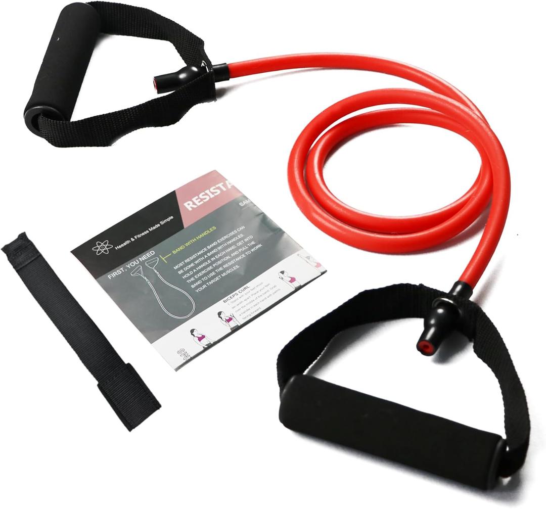 Resistance Bands with Handles, Single Resistance Bands, Exercise Bands with Handles, for Resistance Training, Physical Therapy, Home Workouts, Fitness, Pilates (Red-20lbs)