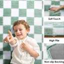 KICMOR 4x6 Rug for Bedroom Living Room, Fluffy Sage Green and White Checkered Area Rugs, Fuzzy Shag Shaggy Floor Carpet Soft Plush Checkerboard Rug for Children Kids Boys Room, Nursery, Classroom
