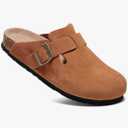 Men's and Women's Suede Clogs with Arch Support Comfortable Cork Footbed Leather Mules Versatile Potato Shoes Size 39
