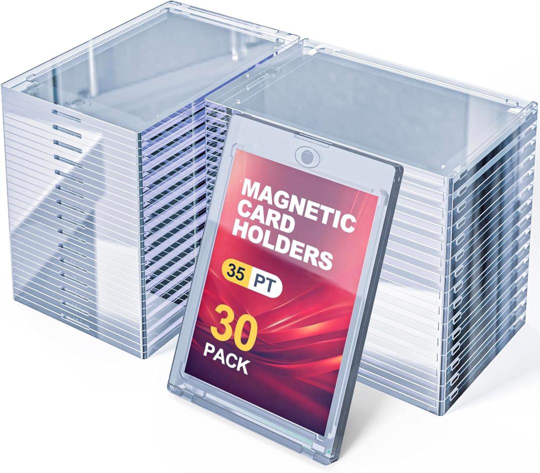 30PCS Magnetic Card Holders, 35pt One Touch Card Holder, U-V Protection Hard Plastic, Suitable for Magnetic Card Holders of Sports, Baseball, Soccer, and Gaming Cards