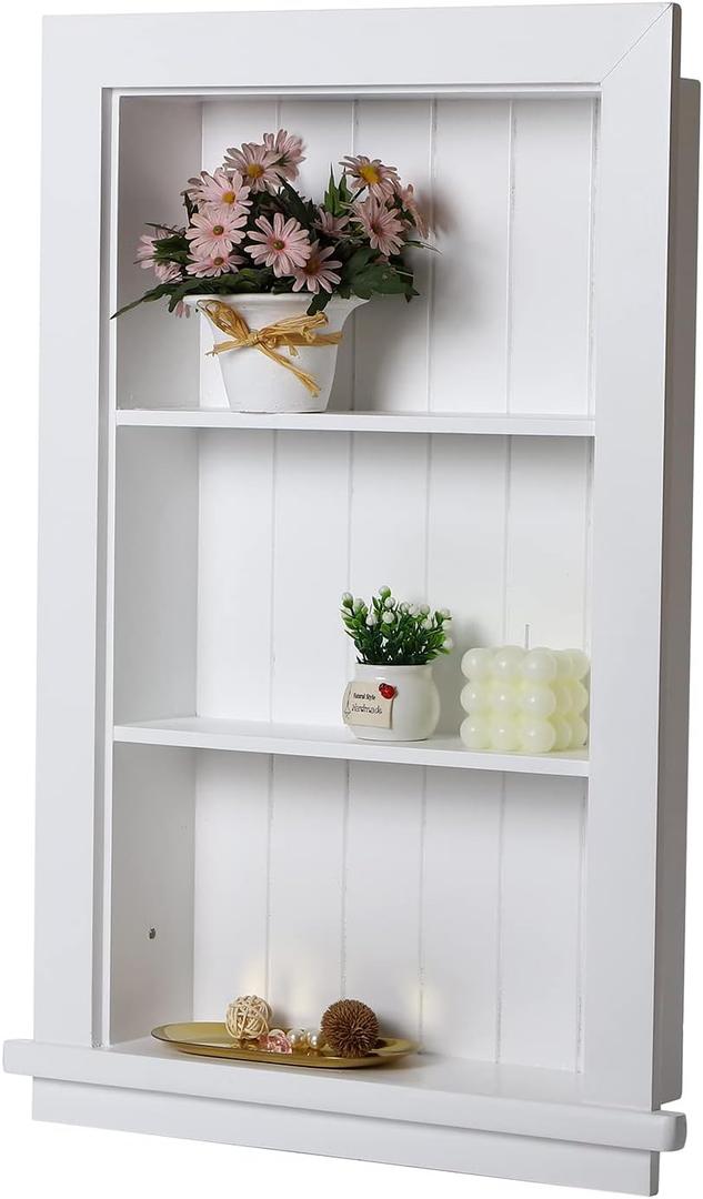 Recessed Wall Niche, Recessed Cabinet, In Wall Medicine Cabinet, Bathroom Niche, Insert for Drywall, Between Studs Shelf Replacement, Without No Mirror, Open, Recess, Wood, 14x24 ID, 17x27 OD