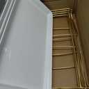 3 Tier Plastic Serving Tray for Party, 11.5" x 5.6" Platters for Serving Food, Microwave-Safe, White Reusable Trays with Black Metal Display Stand for Cupcakes, Dessert, Fruit, Cookie, Gold