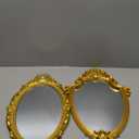 2 Pcs Vintage Gold Mirror Set Including 14.5 x 9.8 Inch Oval Decorative Jewelry Tray 16.3 x 11.2 Inch Antique Wall Mirror Gold Shield Shape Victorian Decor for Bedroom Bathroom Wedding