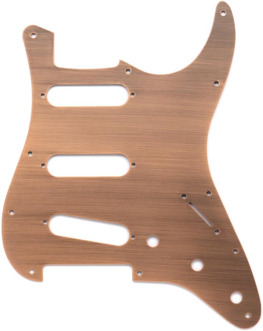 Electric Guitar Pickguard 11 Hole Metal Aluminum SSS Single Coil Pickguard for ST Stratocaster Strat Electric Guitar Replacement (Red Copper)
