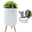 Yatmung Dog Poop Trash Can Outside - 2.5 Gal Bathroom Trash Can with Lid - Bedroom Garbage Can - Small Pet Waste Container with Lid - Outdoor, Office, Living Room - Plant Styled Dog Poop Bucket