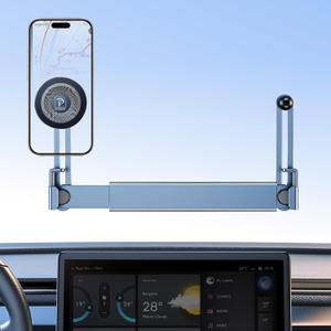 Dual Head Tesla Phone Mount Model Y/3 2026 2025 2024 2023 2022 2021, [Magnetic/Clip] Car Accessories for Tesla Screen Phone Holder Stand, (Fit for Tesla Model Y(Juniper)/3(Highland))