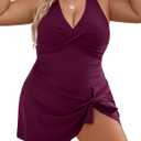 Blooming Jelly Women Plus Size Swim Dress Swimsuit One Piece Tummy Control Bathing Suits Modest Criss Cross Swim Suits (XX-Large Plus, Fuchsia)