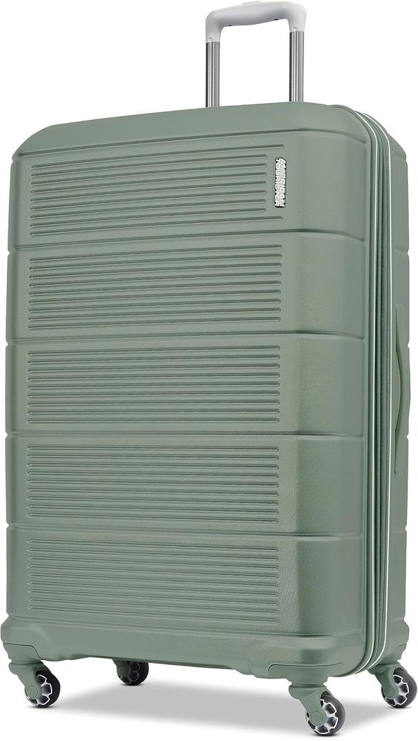 American Tourister Stratum 2.0 Expandable Hardside Luggage with Spinner Wheels, Checked-Large, Jade Green, 28-Inch Checked-Large
