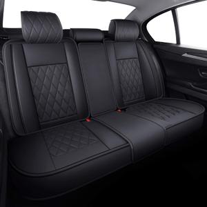 Aierxuan Rear Back Seat Covers Waterproof Leather Universal Fit Compatible with Honda Toyota Ford Kia Hyundai Jeep VW Audi Benz Chevy Nissan, Split Bench 60/40 or 50/50 (Rear Seat/Black)
