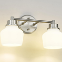 Emak Brushed Nickel Bathroom Light Fixtures, 2Light Bathroom Vanity Light with Milk Glass Shade, Modern Vanity Lights for Bathroom, Mirror, VL122BNML2