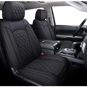 YIERTAI Tundra Seat Covers Compatible with Toyota Tundra 2008-2022 2023 2024 2025 2026 Crewmax Double Cab SR5 Limited Platinum TRD Pro Tundrasine 1794 Edition Waterproof Leather(5 PCS Full Set/Black)