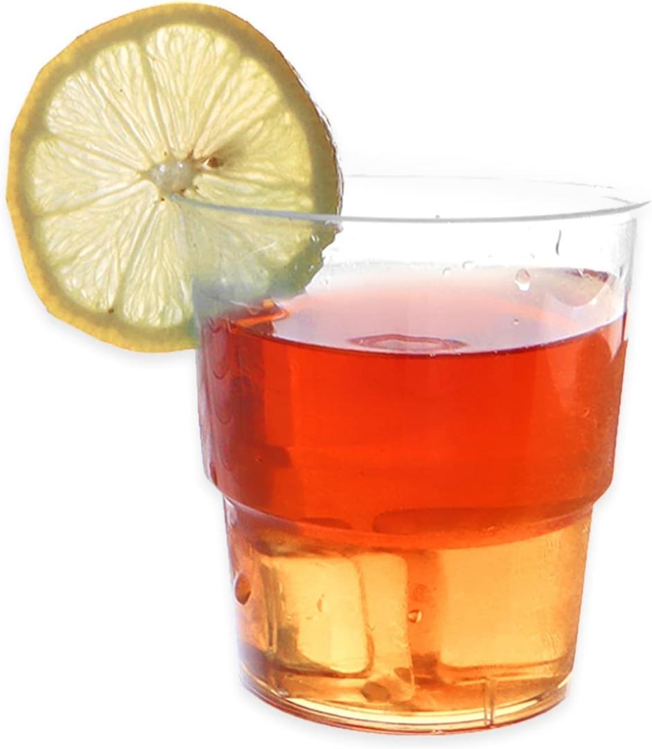 6oz(180ml) Mini Cup 200 Ct, Crystal Clear Hard Plastic Glass, Thick Disposable Drinking Tumbler for Party, Fancy Cocktail Glasses, Transparent Cups for Tiramisu, Martini, Margarita in Bar