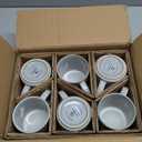 famiware Coffee Mug Set for 6, Star 12 oz Catering Mugs Cup Set with Handle for Coffee, Tea, Cocoa, Milk - Ceramic Stoneware Drinkware Set, Matte Grey