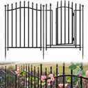 10 Panels No Dig Decorative Garden Fence with Gate - 32in H x 22.5ft L, Reinforced Square Tube Rustproof Tall Animal Barrier for Dogs & Rabbits, Outdoor Yard Border Fencing