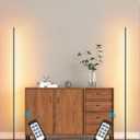 EDISHINE LED Corner Lamp, Set of 2 Minimalist Dimmable Tall Light with Remote, 57.5" Floor Lamps for Living Room, Bedroom, Home Office, 7 Color Temperature 2700-6000K (Black)